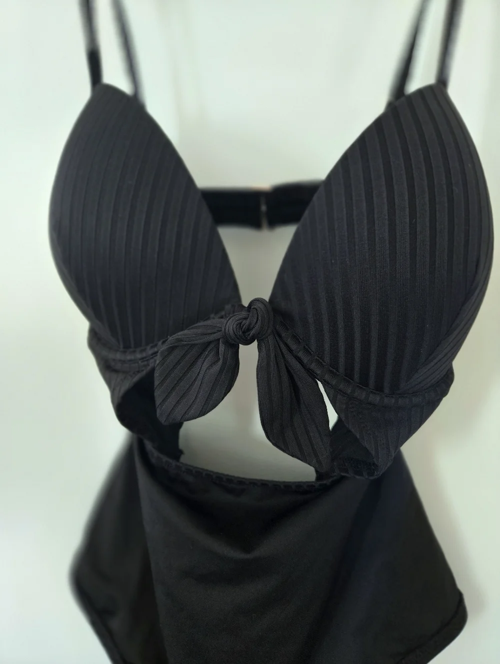 Shade & Shore Black Tie Front Cut Out One Piece Swim Suit